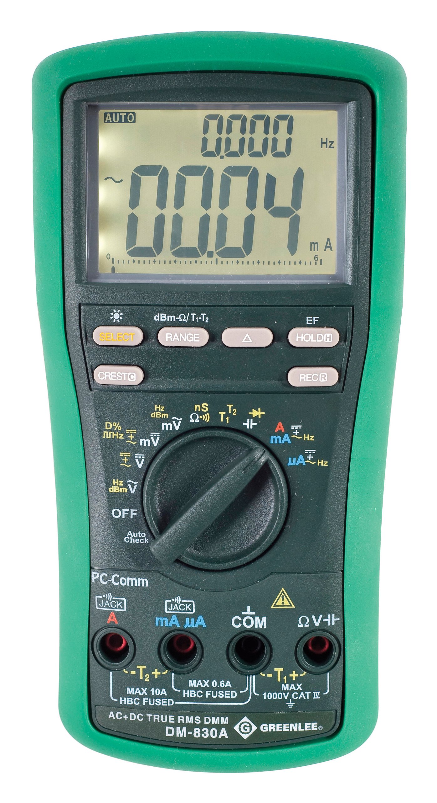 Greenlee DM-830A DMM, TRMS AC+DC,DUALTEMP, Black - Multi Testers